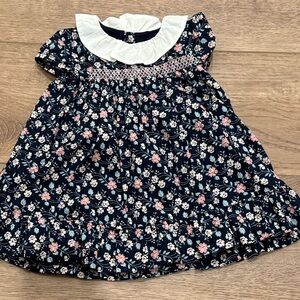Janie and Jack Navy Floral Dress with White Collar